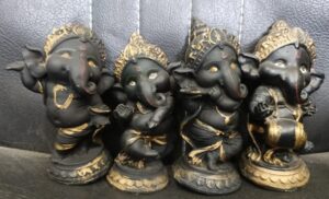 Black Ganesha Set Of 4